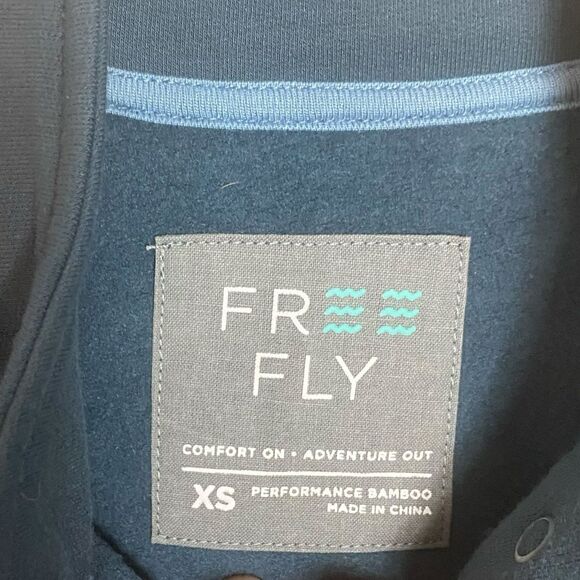 Free Fly Mens XS Blue Gridback Fleece Snap Pullover Soft Lightweight Sweatshirt - Picture 3 of 4